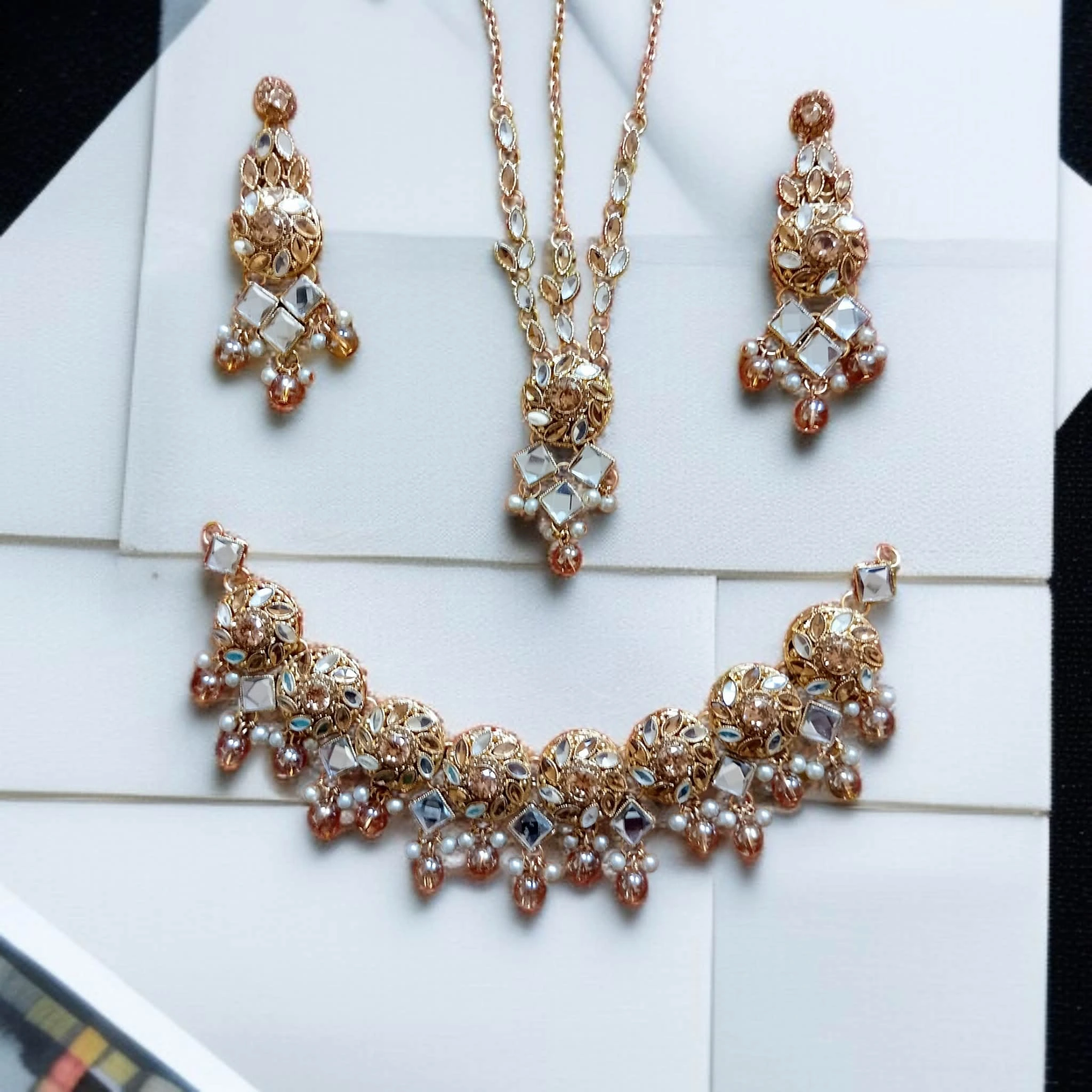 Buy multi colour jewellery set with necklace , earrings and tikka at best price in pakistan